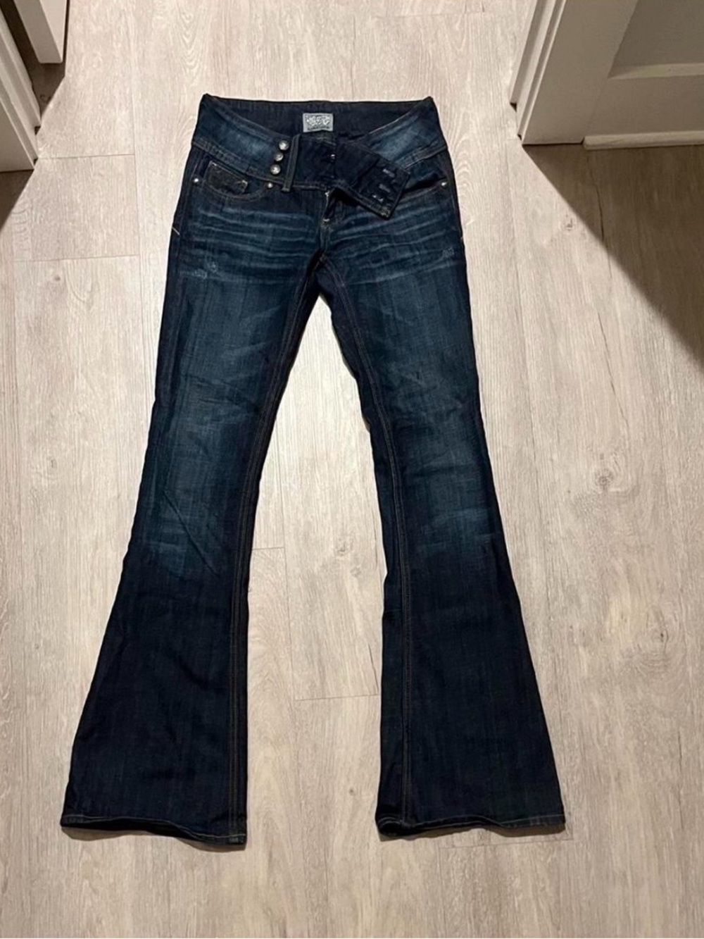 Women's Dark Indigo Flare Jeans - Classic Flared Silhouette